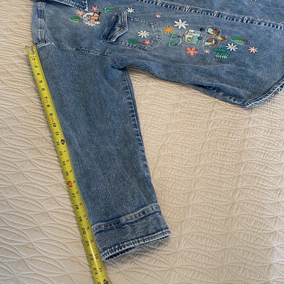 Billy T Denim Happy Camper Embroidered Shirt Shacket Overshirt MSRP $142 - Picture 13 of 16